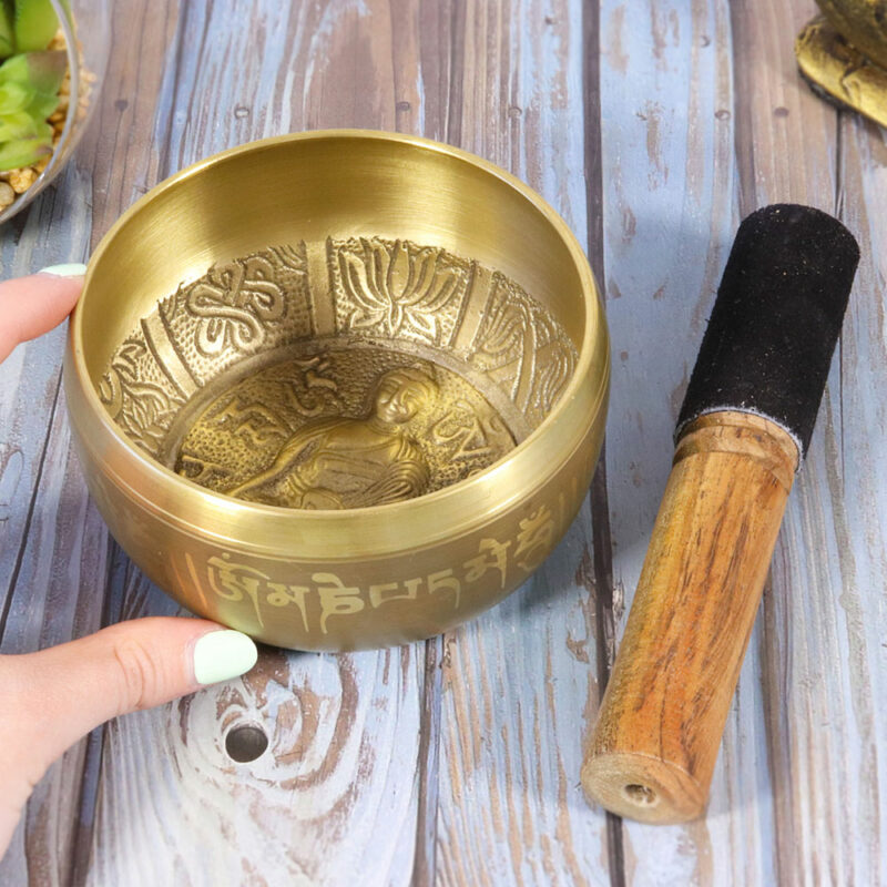 Single Buddha Script Singing Bowl - Nature's Artifacts