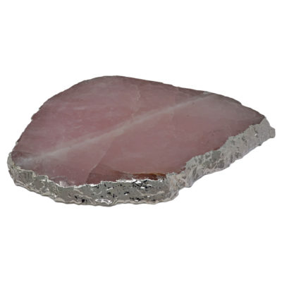 PLRQSL - Silver Plated Rose Quartz Platter
