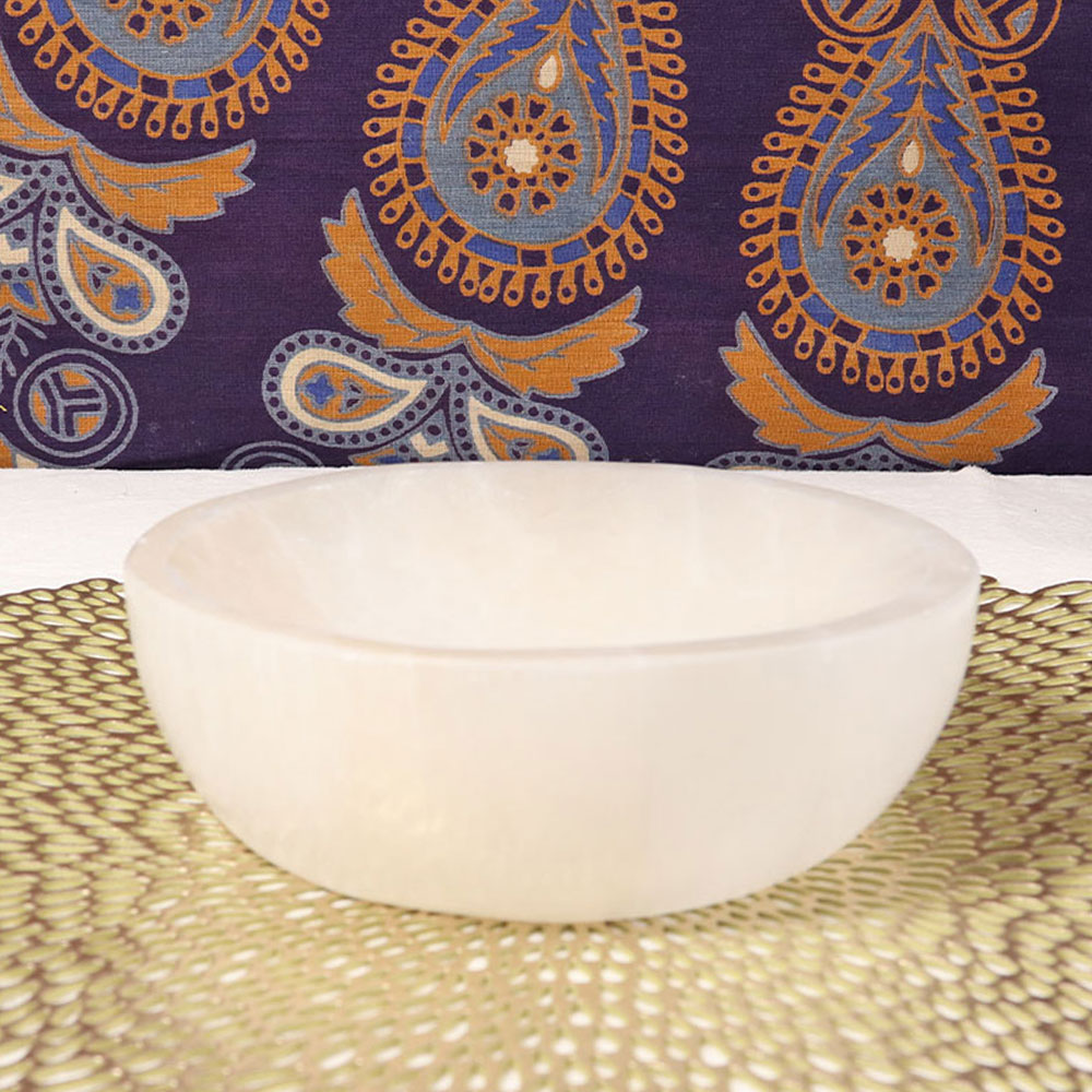 Selenite crystal offering bowls